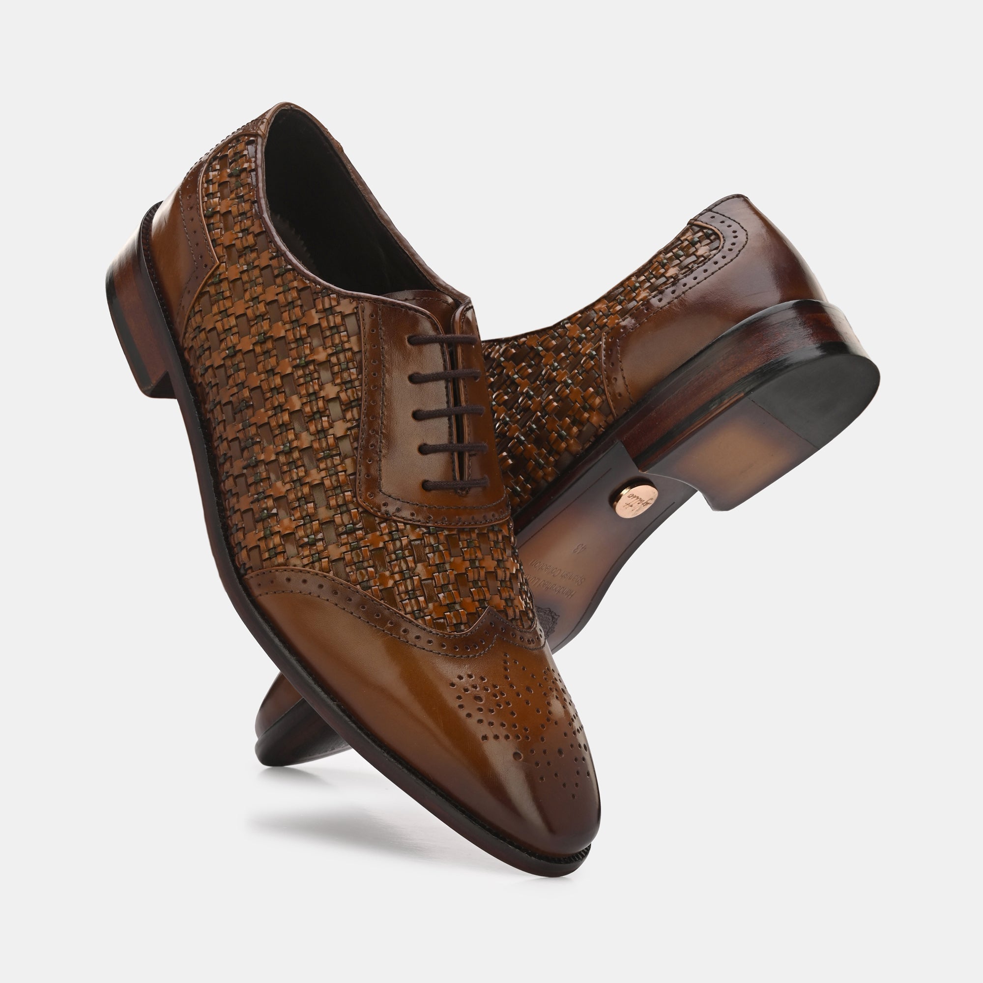 Tan Lace-Up Brogues by Lafattio