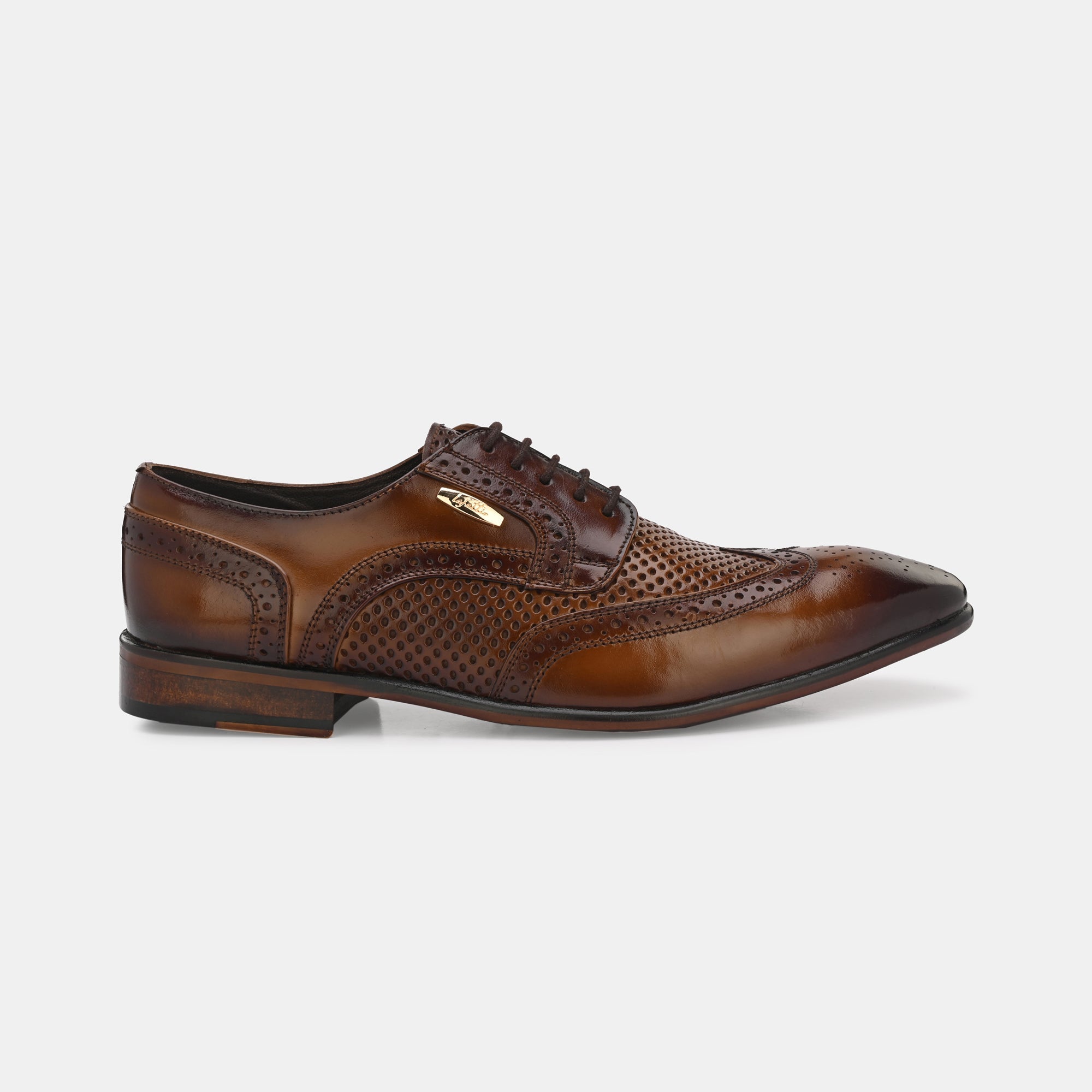 Tan Lace-Up Brogues by Lafattio