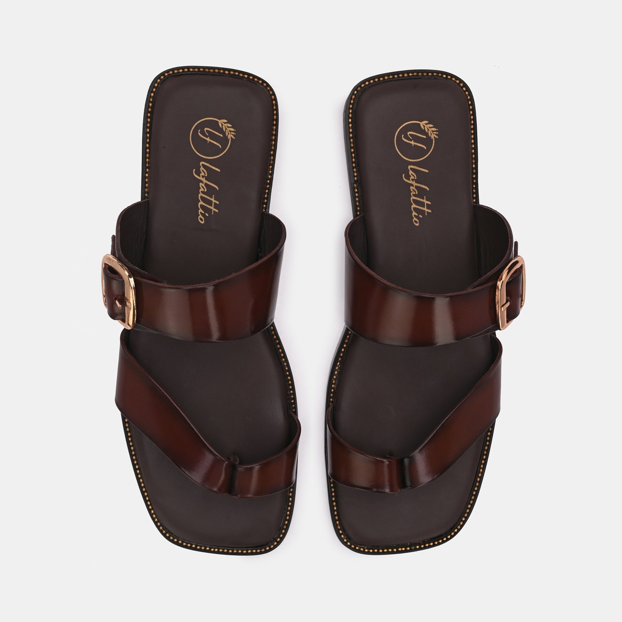 Brown Buckled Slippers