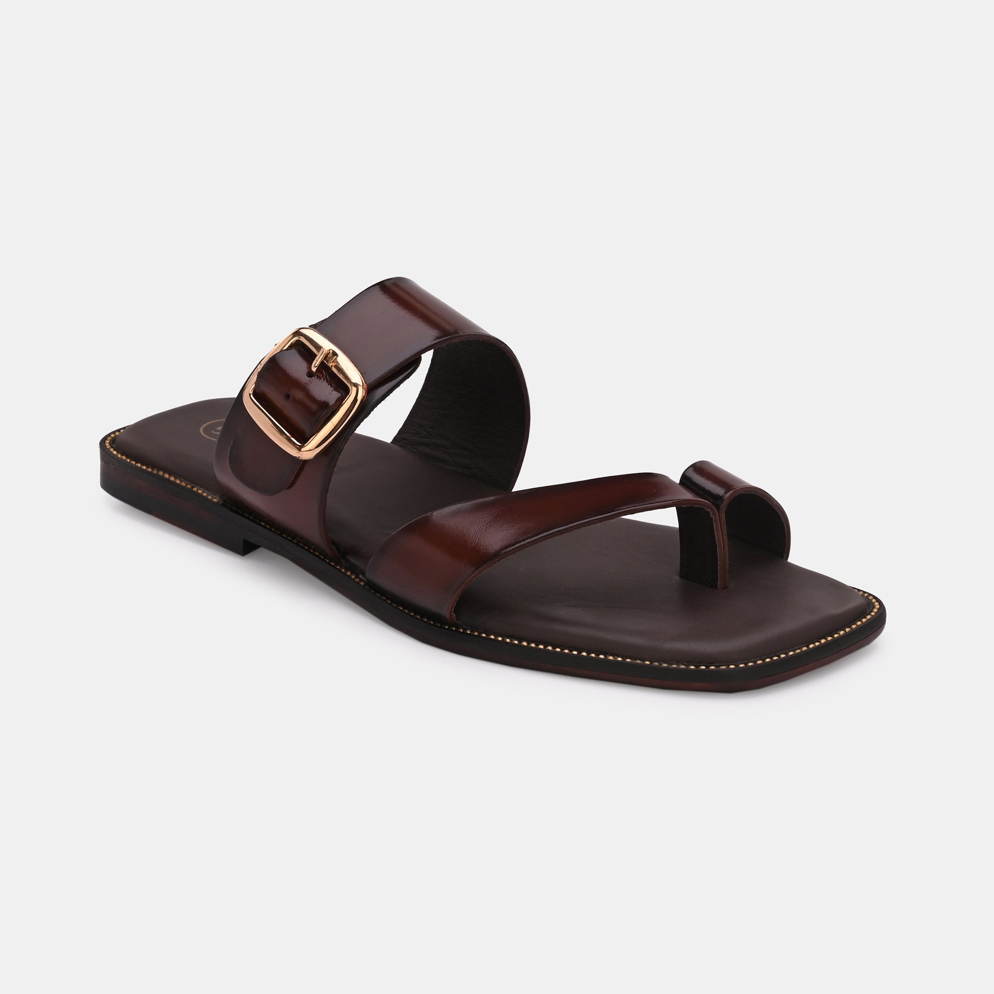 Brown Buckled Slippers