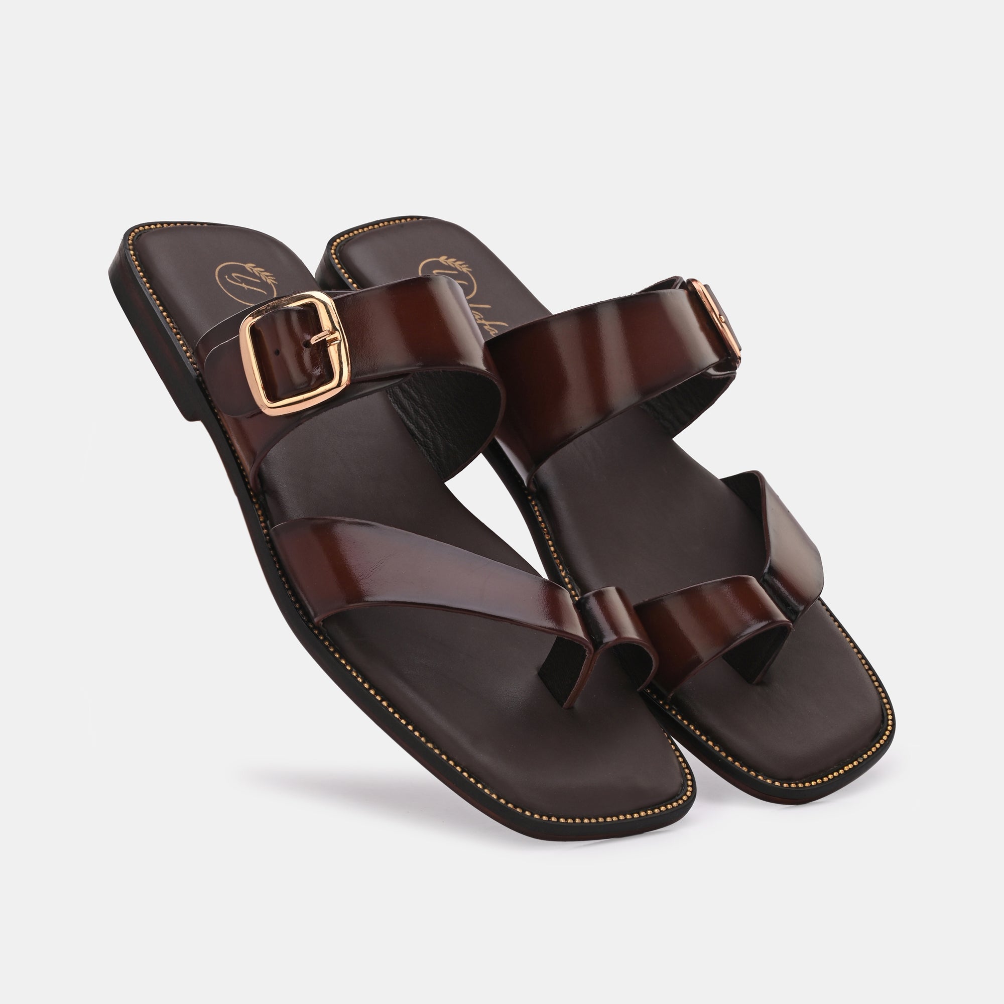 Brown Buckled Slippers