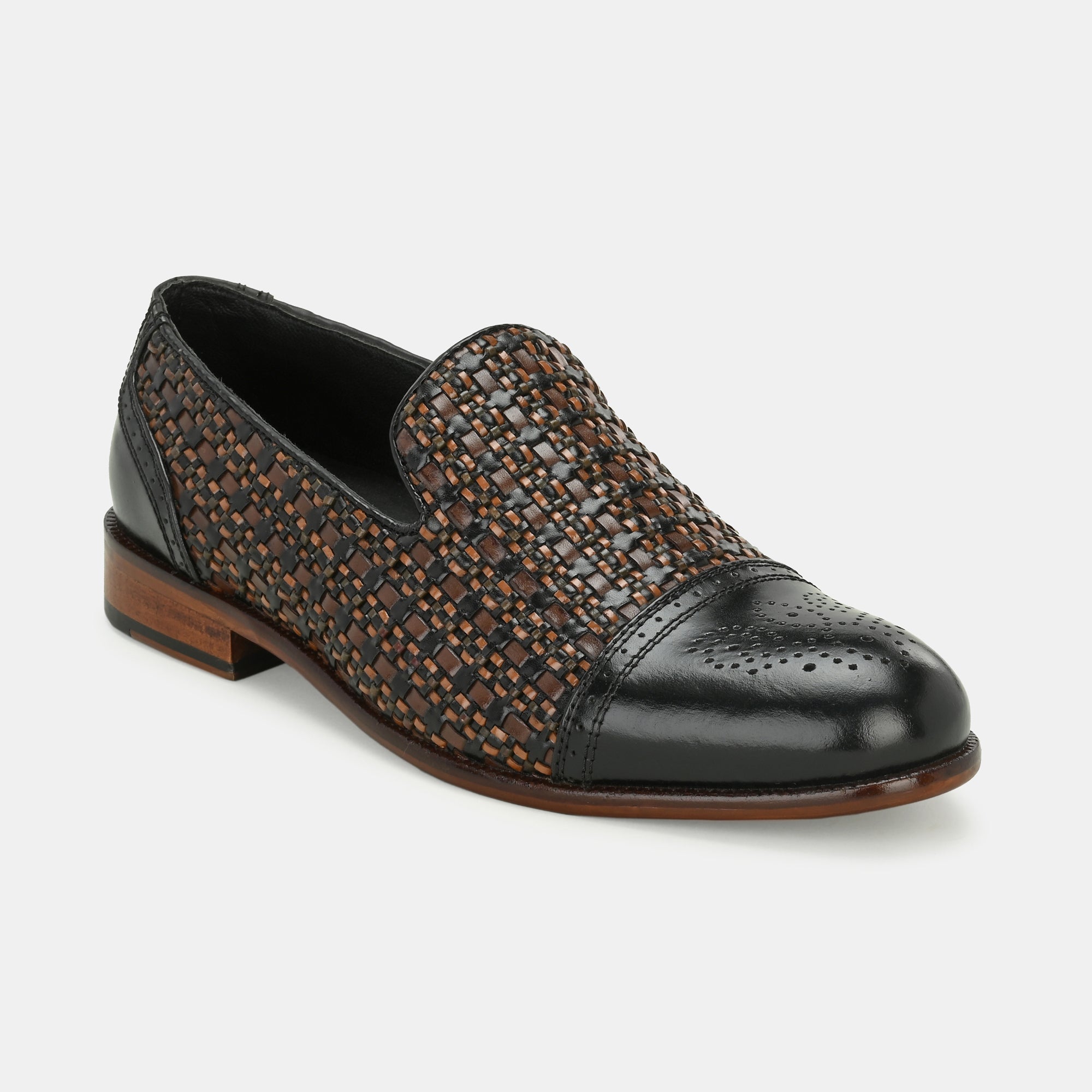 Black Semi Brogue Loafers