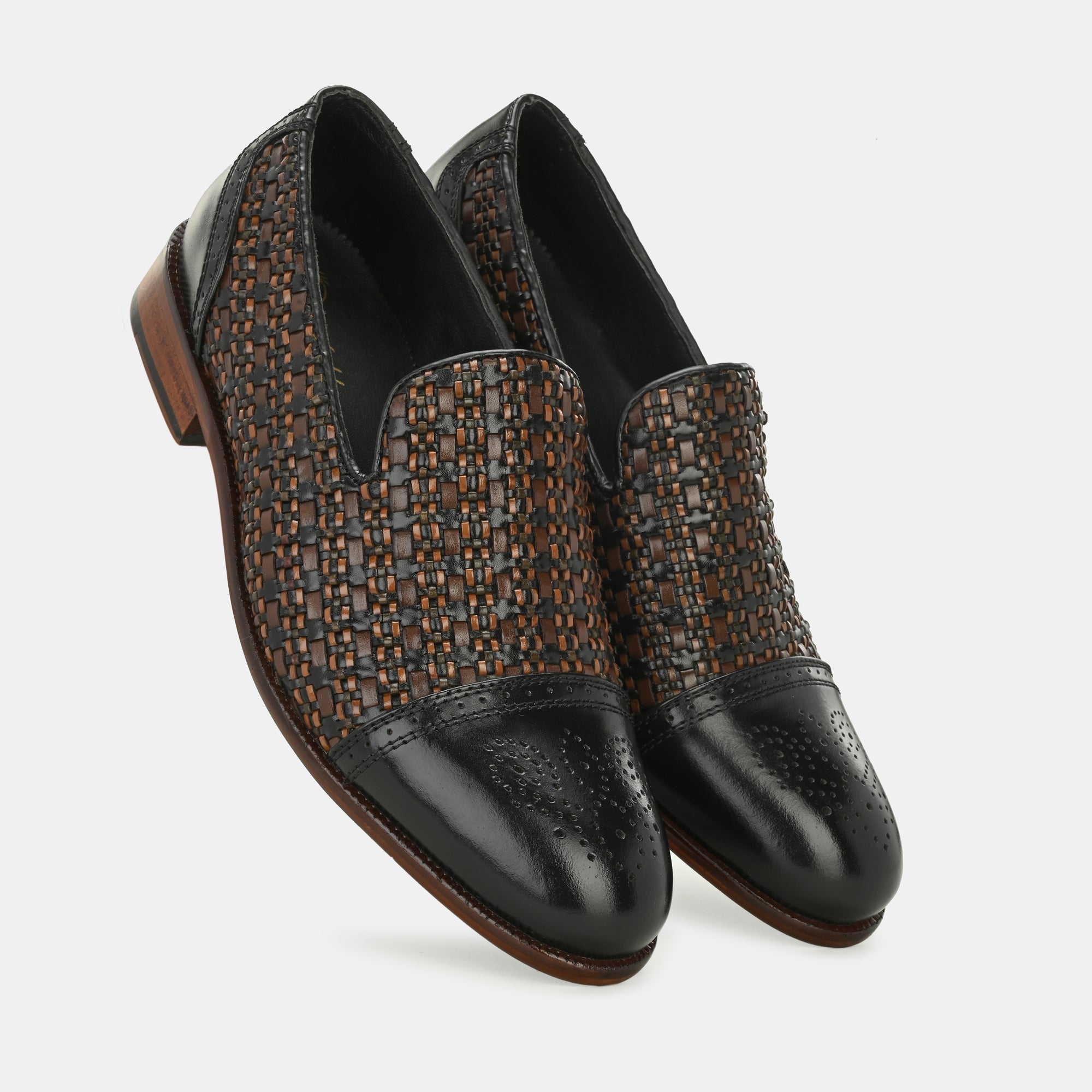 Black Semi Brogue Loafers