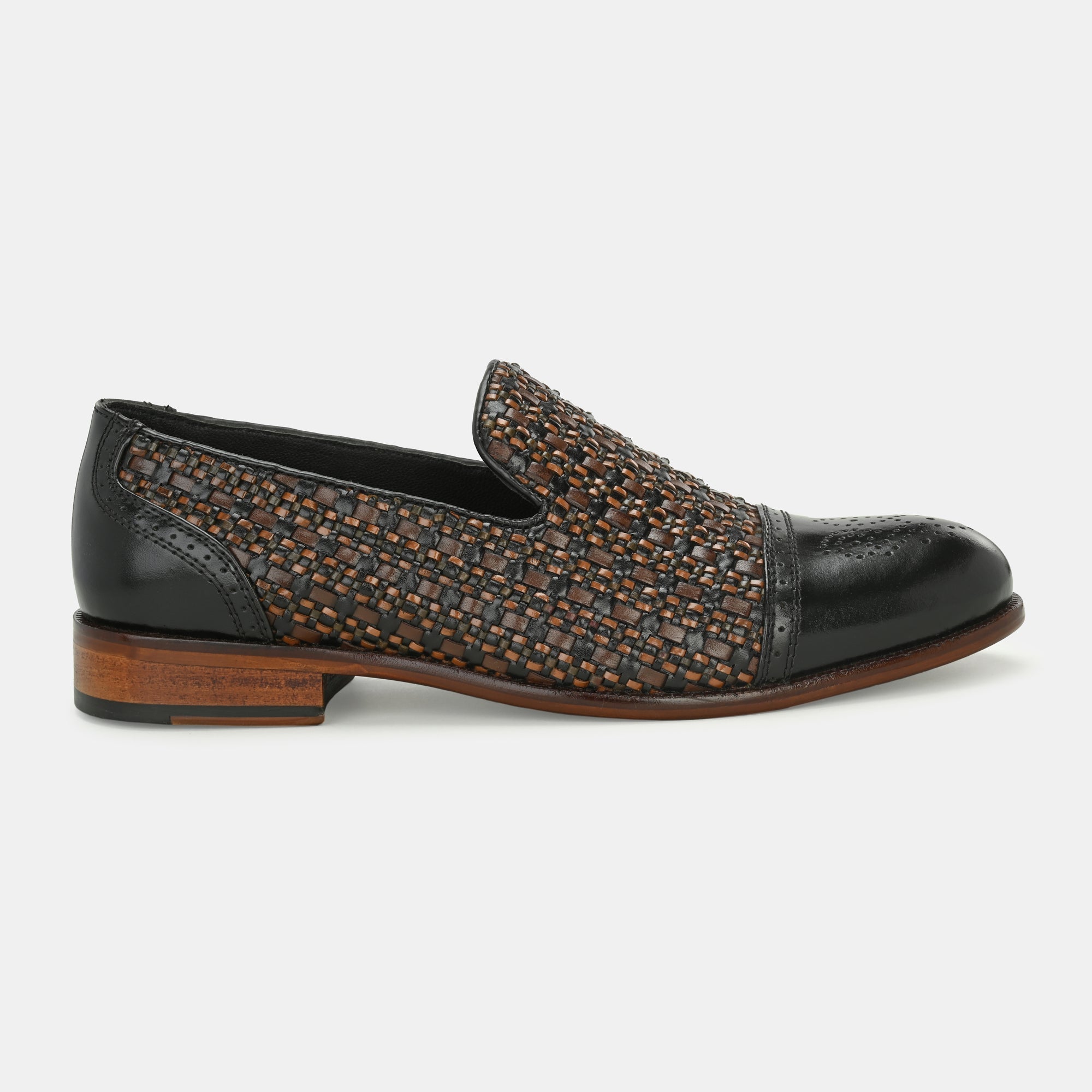 Black Semi Brogue Loafers