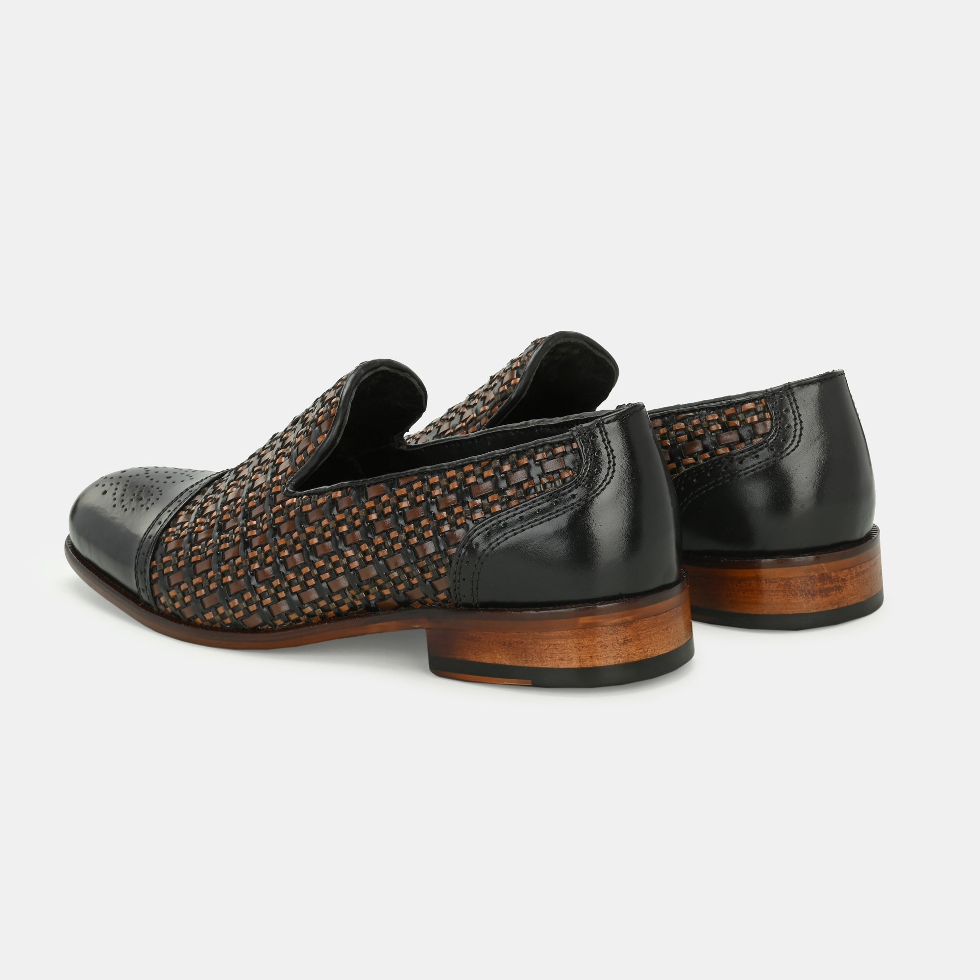 Black Semi Brogue Loafers