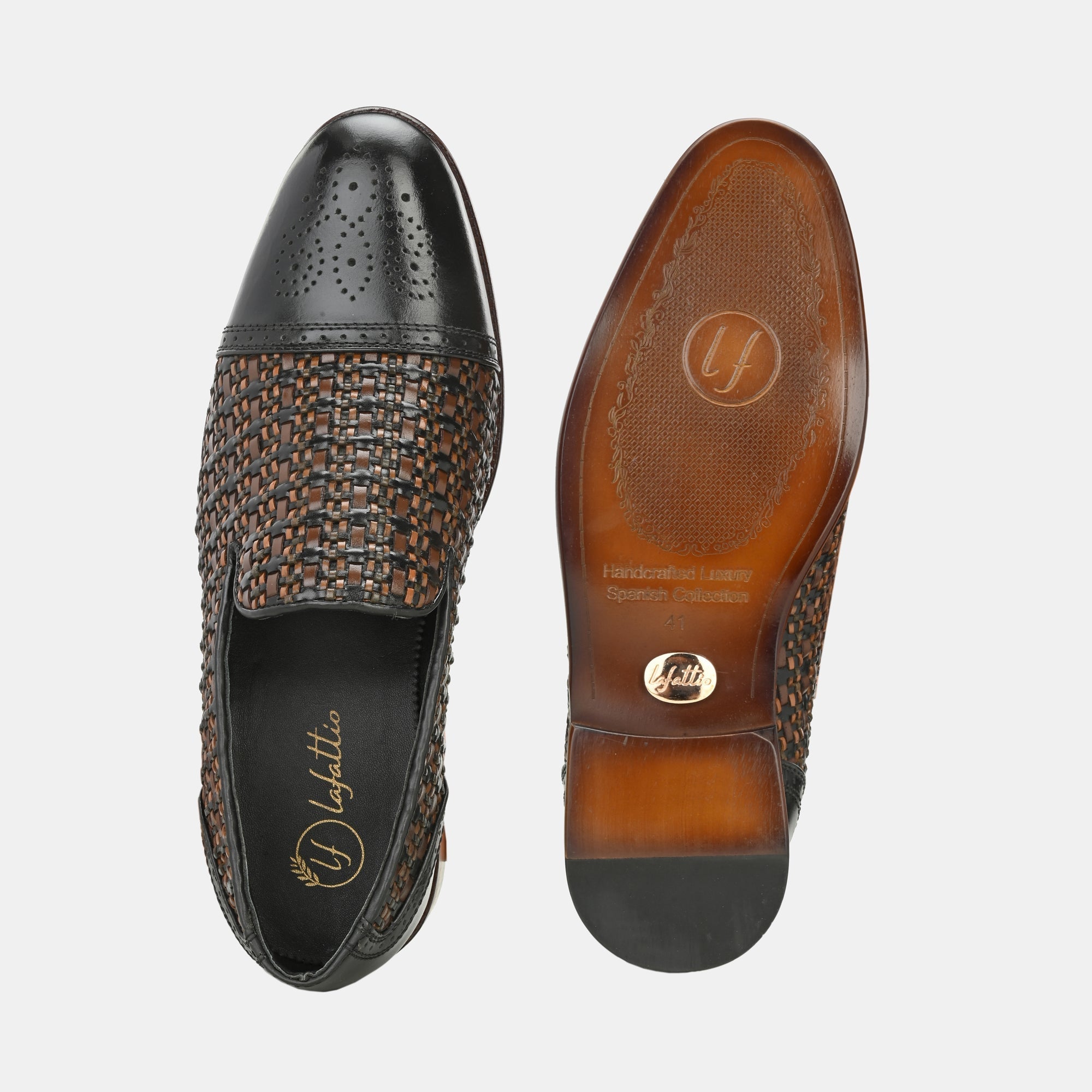 Black Semi Brogue Loafers