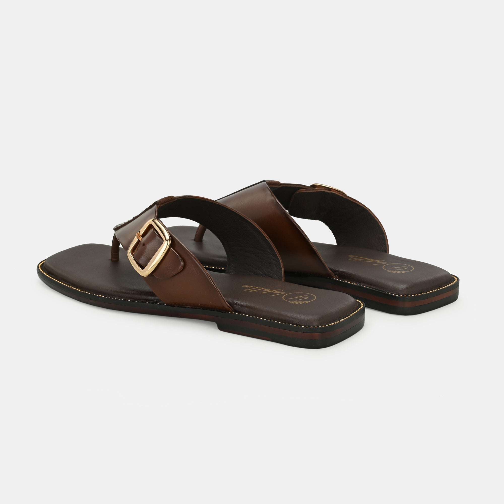 Brown Buckled Slippers