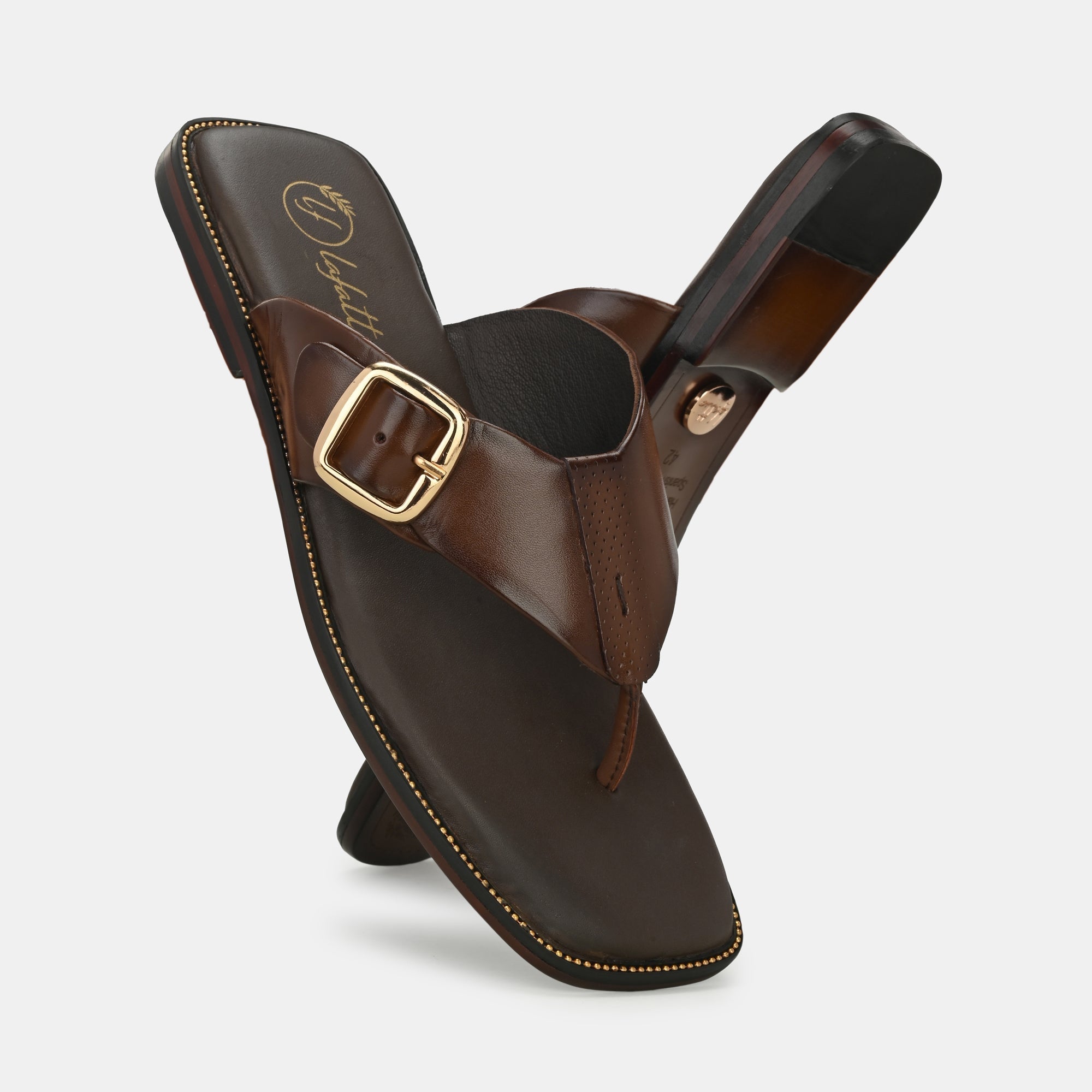 Brown Buckled Slippers