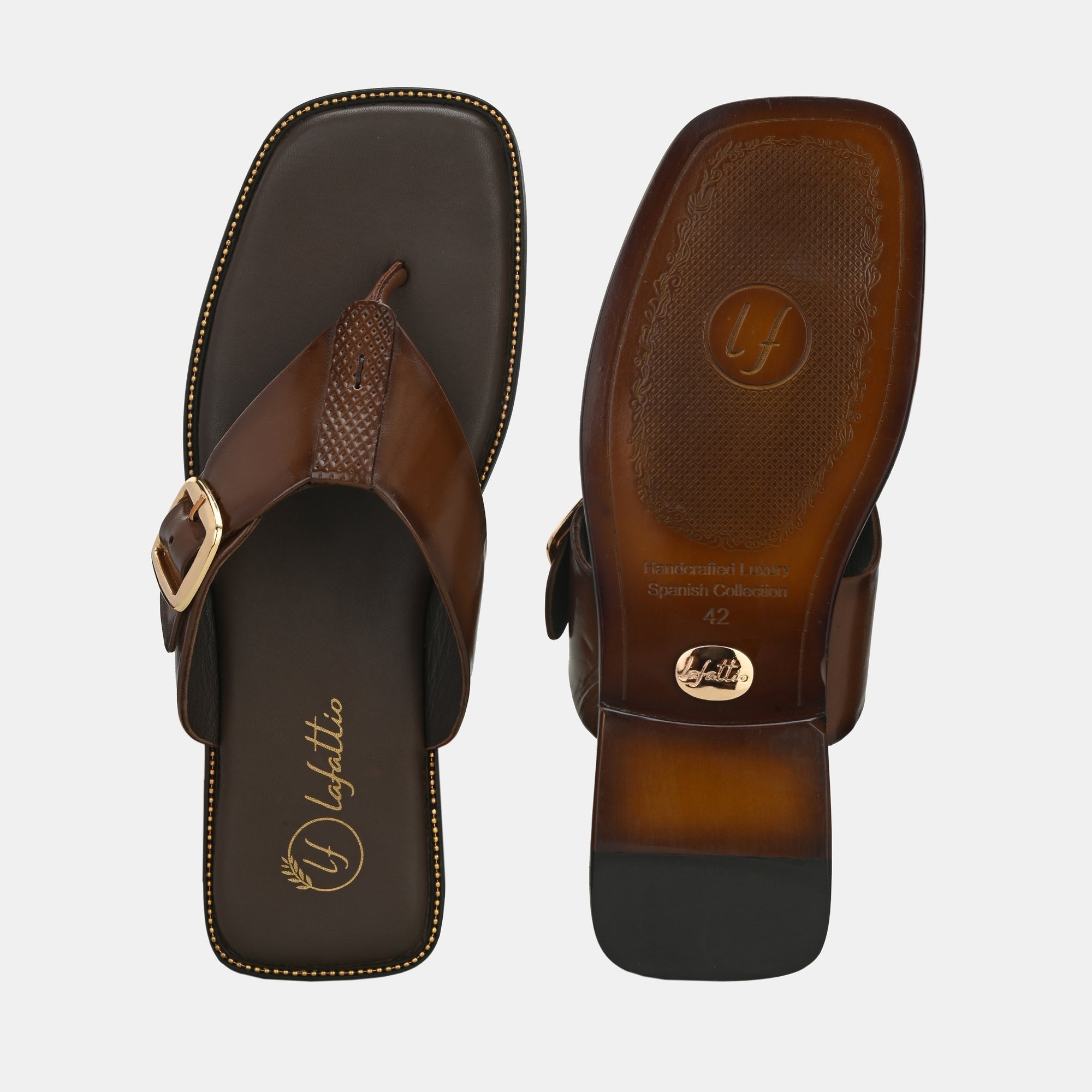 Brown Buckled Slippers