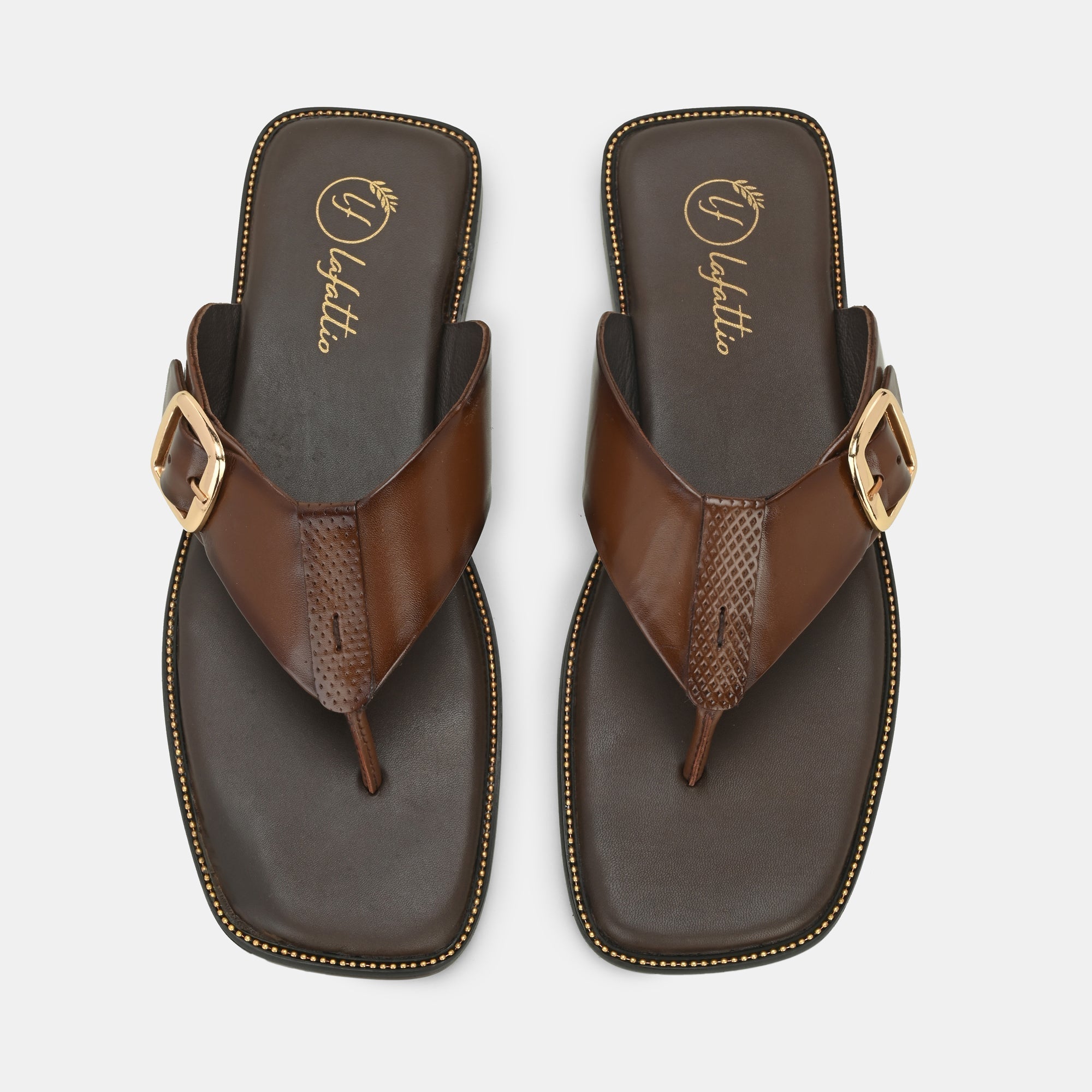 Brown Buckled Slippers