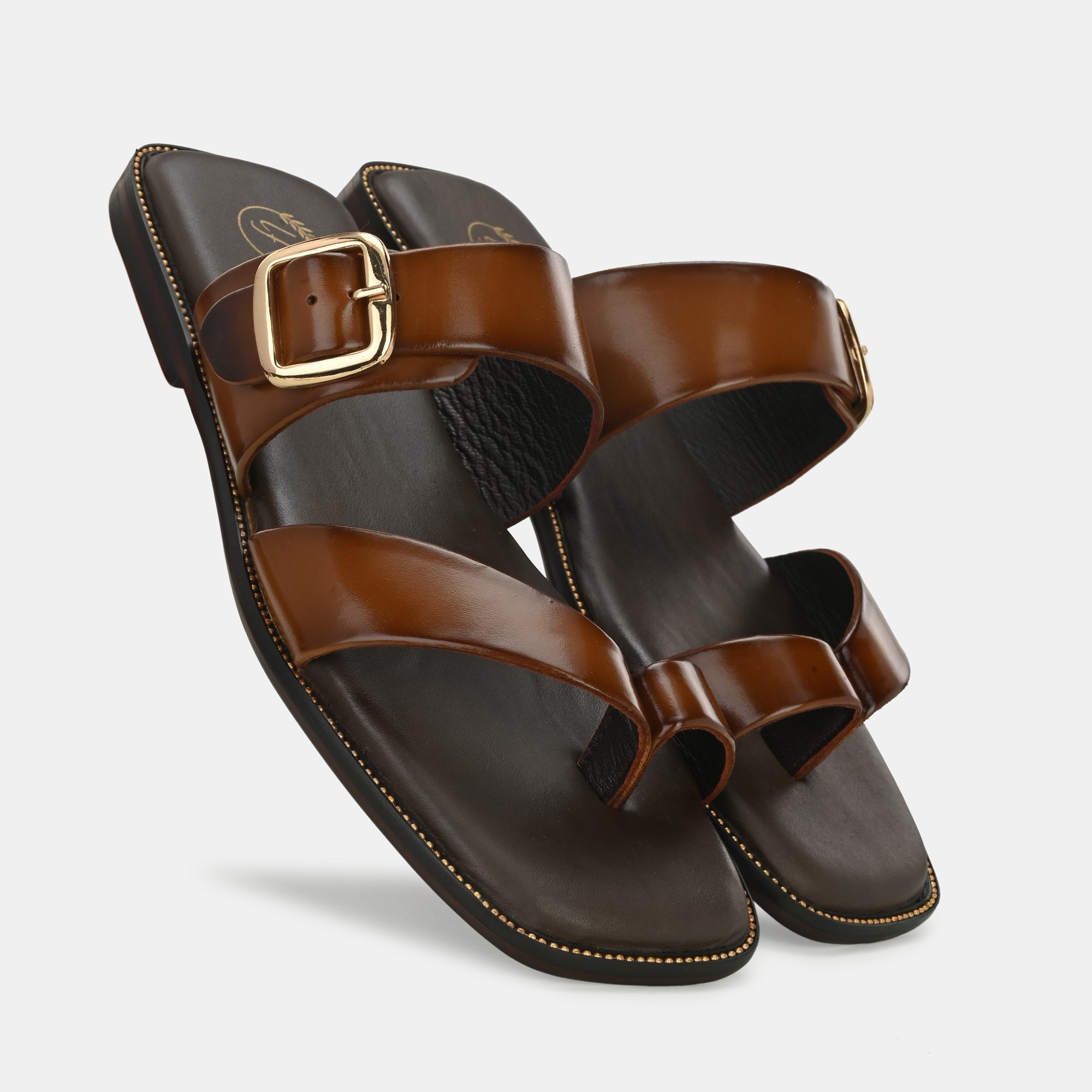 Tan Buckled Slippers By Lafattio