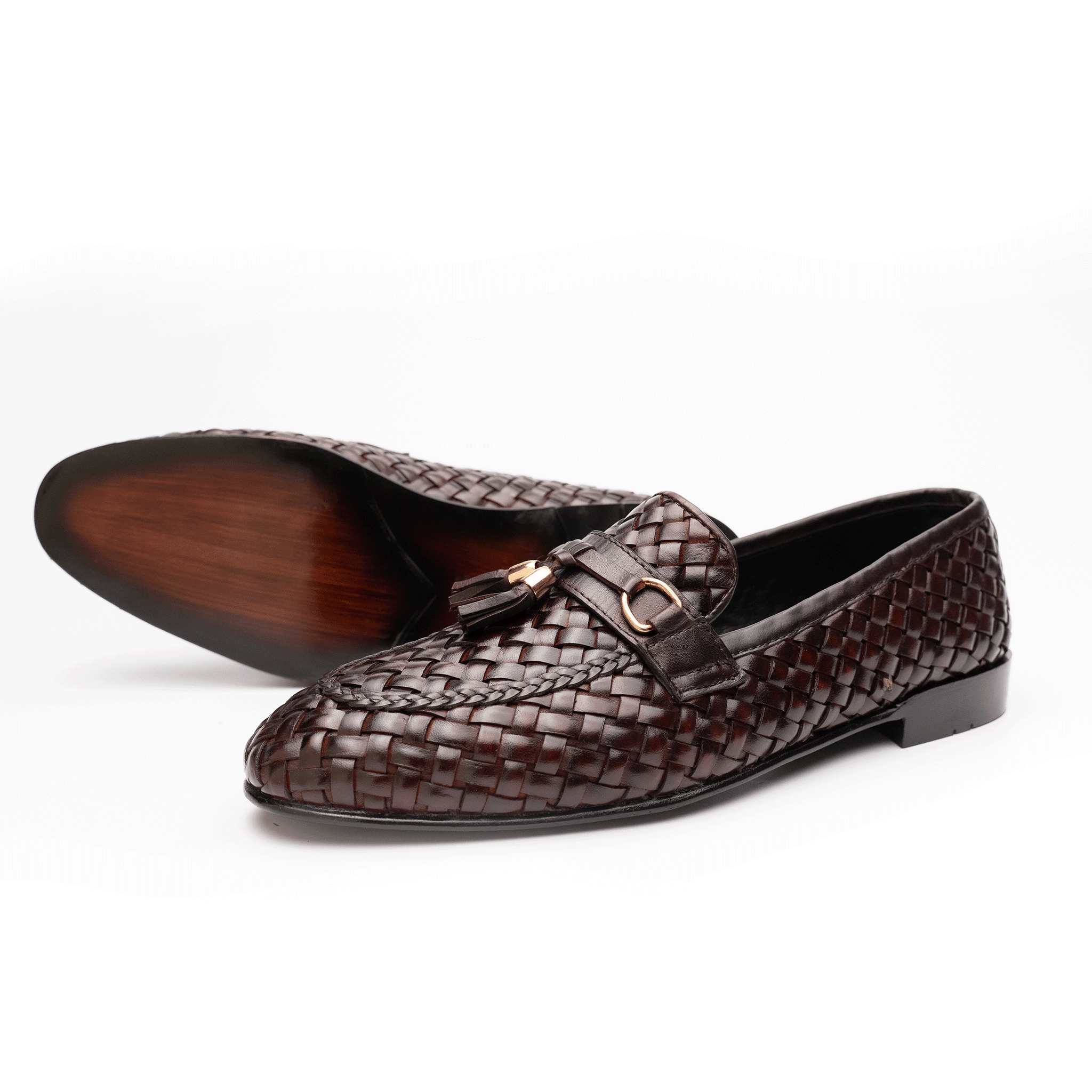 Softer Than Your Feet (STYF) Brown Tassel Knitted Loafer With Buckle