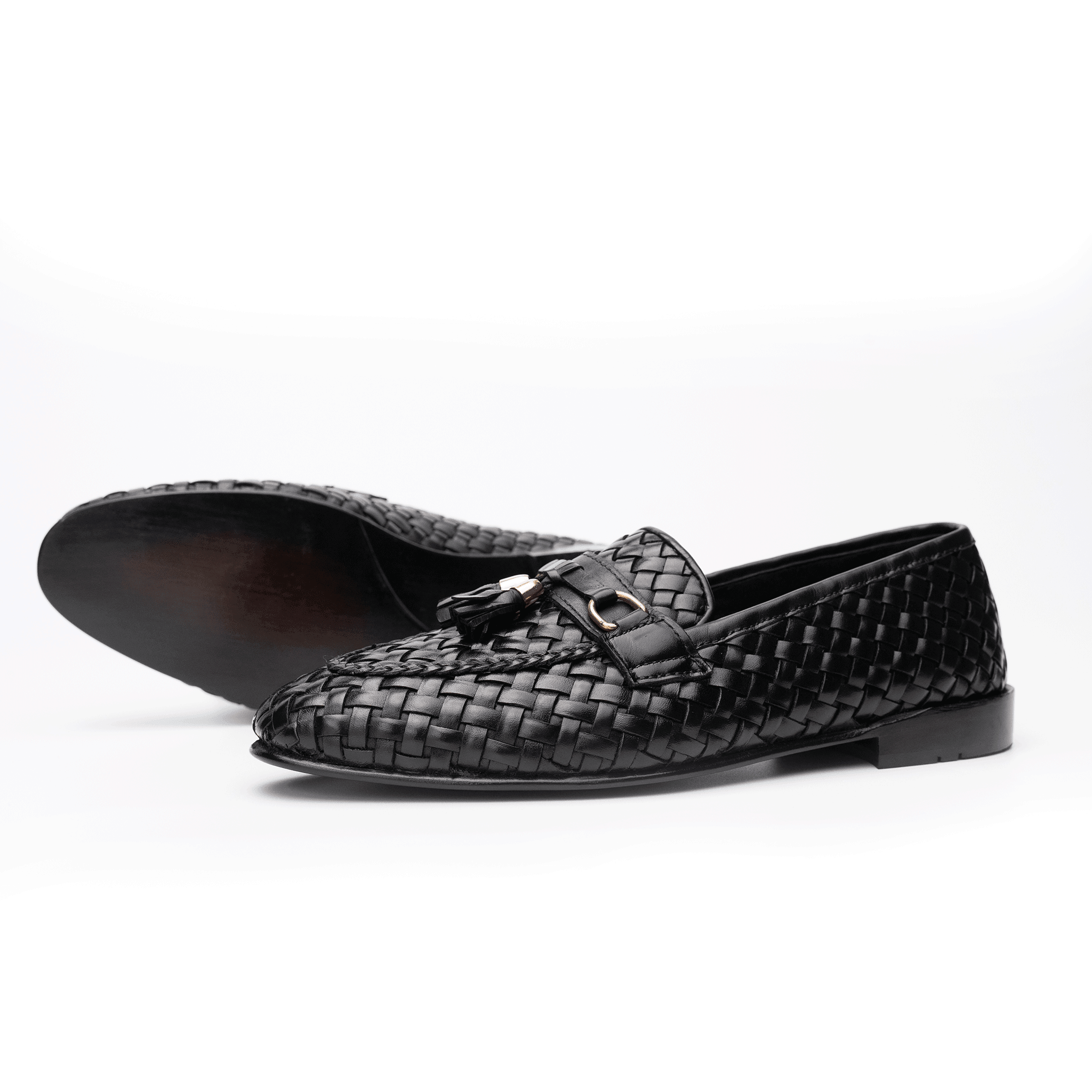 Softer Than Your Feet (STYF) Black Tassel Knitted Loafer With Buckle