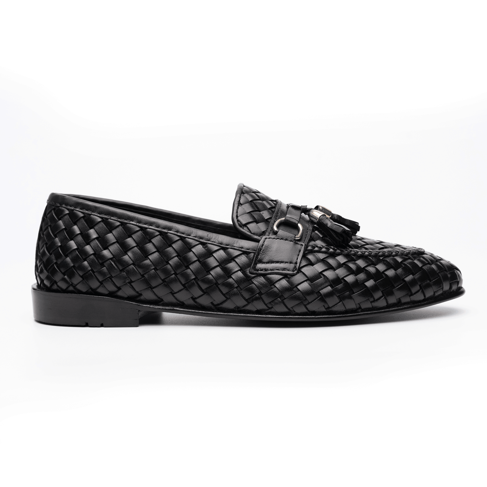 Softer Than Your Feet (STYF) Black Tassel Knitted Loafer With Buckle