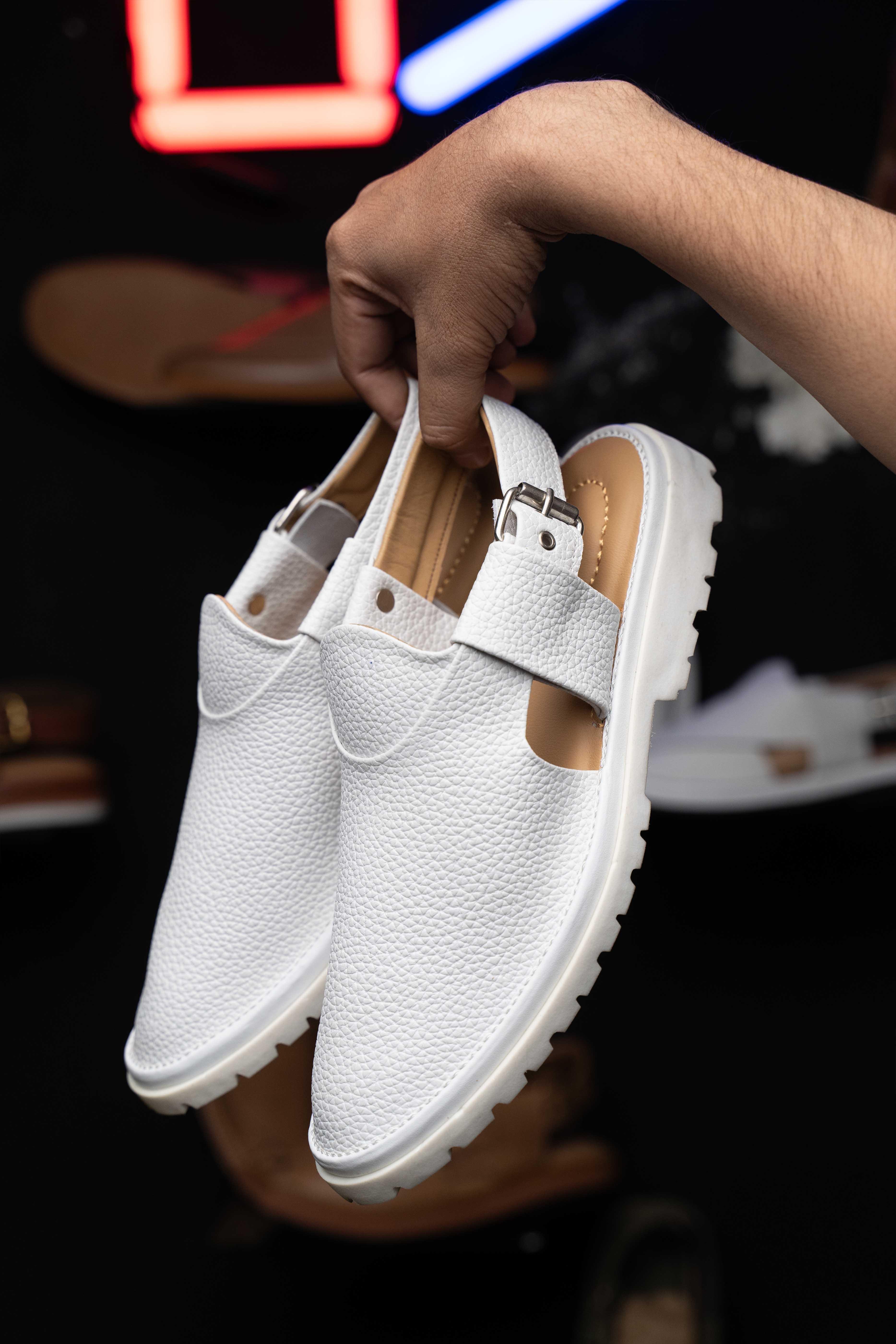 White Jeans Chappal Vibram sole