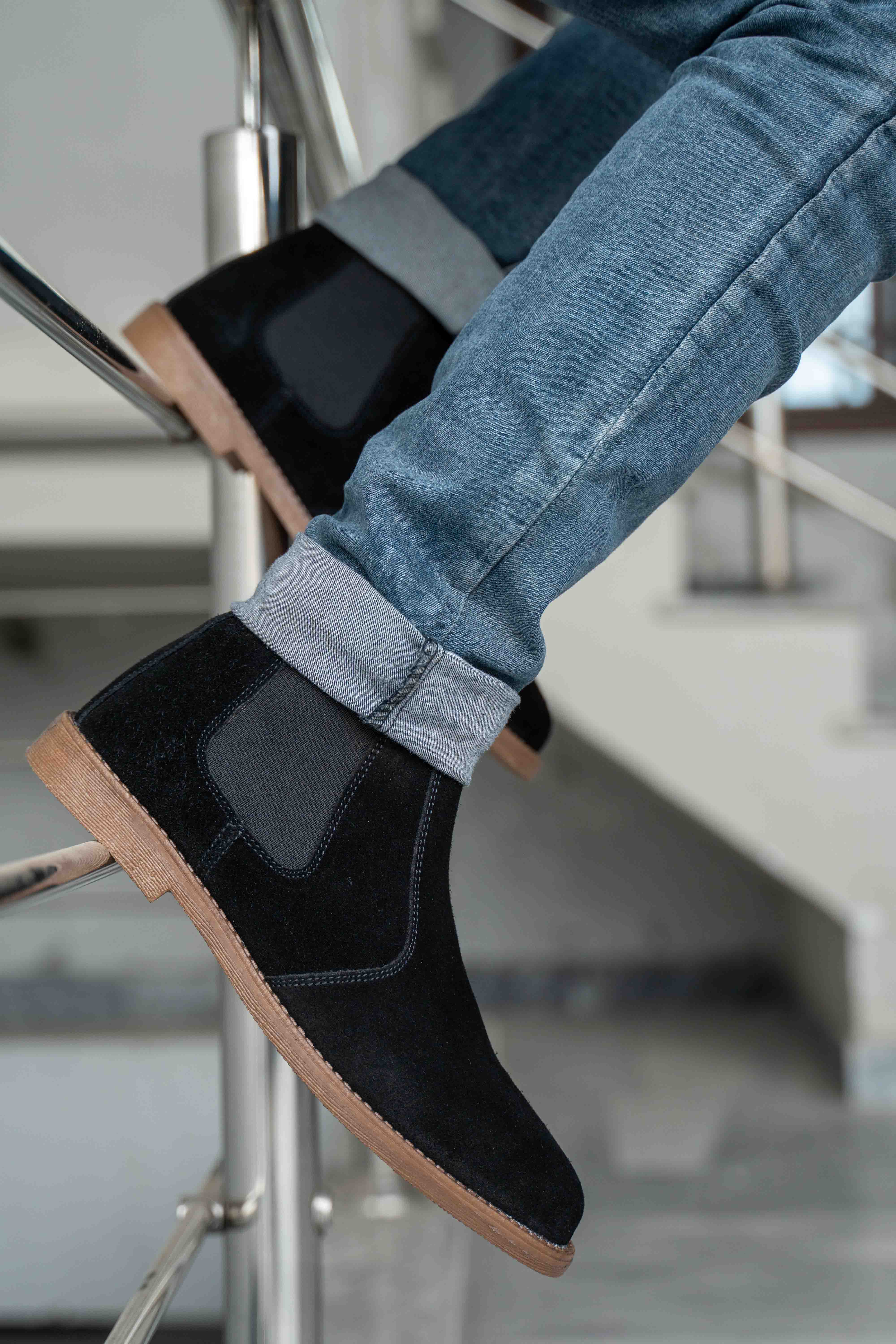 Black Suede Premium Chelsea Boots