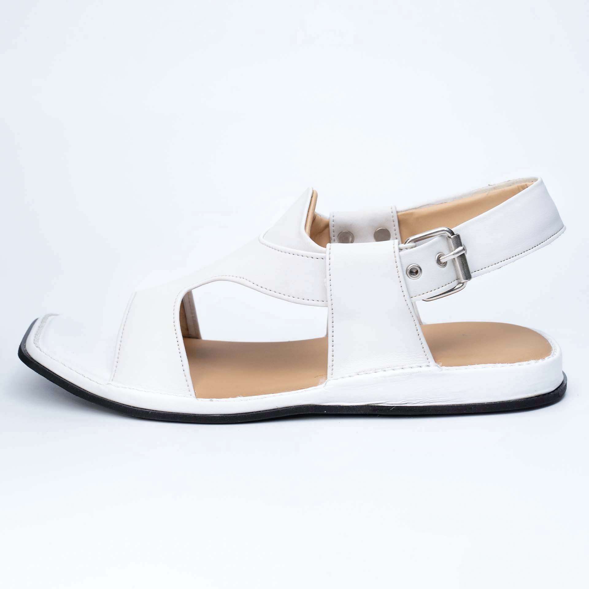 White Panjedar Soft Premium Peshawari Chappal